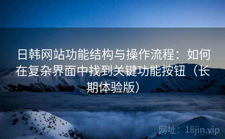 日韩网站功能结构与操作流程：如何在复杂界面中找到关键功能按钮（长期体验版）