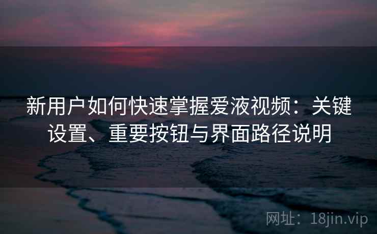 新用户如何快速掌握爱液视频：关键设置、重要按钮与界面路径说明