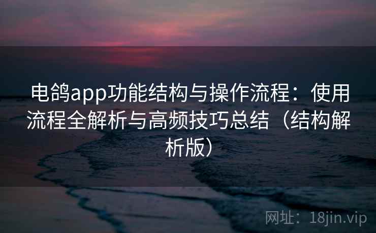 电鸽app功能结构与操作流程：使用流程全解析与高频技巧总结（结构解析版）