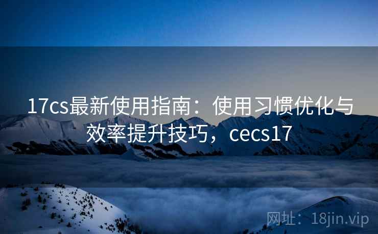 17cs最新使用指南：使用习惯优化与效率提升技巧，cecs17