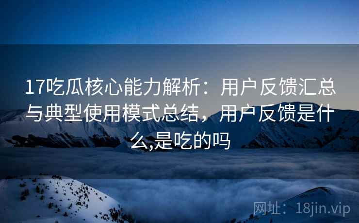 17吃瓜核心能力解析：用户反馈汇总与典型使用模式总结，用户反馈是什么,是吃的吗